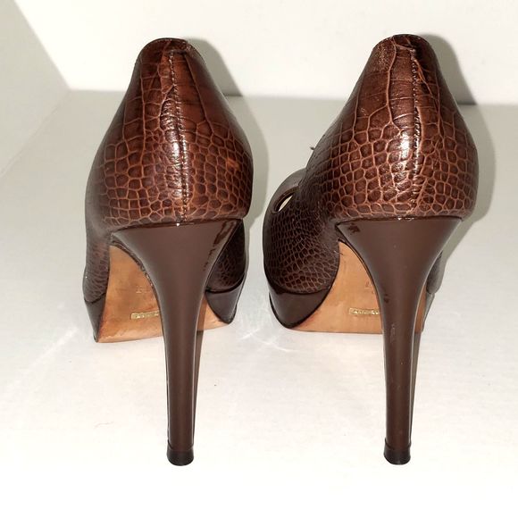 COLE HAAN AIR CROCO LEATHER PUMP 4 1/2" HEEL $346 FIRM - Picture 3 of 9